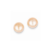 14k 9-10mm Pink Button FW Cultured Pearl Stud Post Earrings
